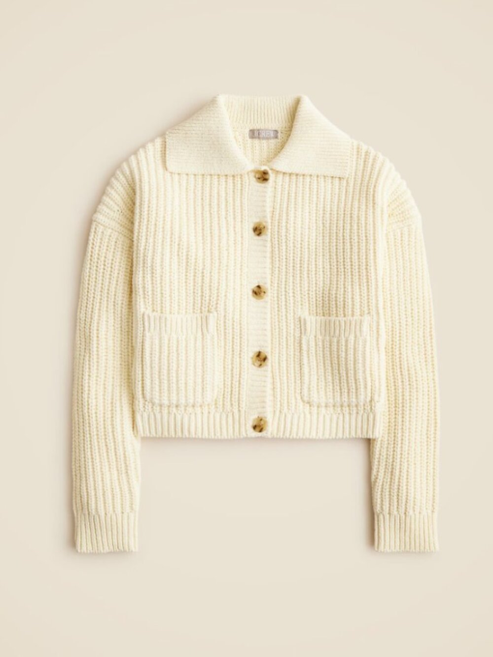 J. Crew Cream Collared crewneck cardigan ivory 100% Cotton Size L